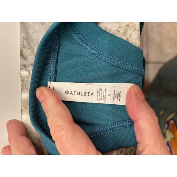 Athleta Workout Set Teal Tank & Gray Leggings med Activewear Outfit athleisure - Picture 2 of 4